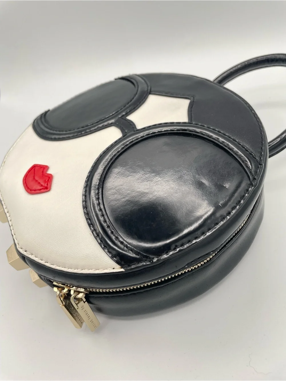 ALICE + OLIVIA Stace Face Circle Leather Bag Round Clutch | Novelty Top Handle